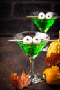 Halloweens spooky drink green martini cocktail Royalty Free Stock Photo