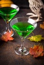 Halloweens spooky drink green martini cocktail Royalty Free Stock Photo