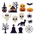 Halloween Vector Illustration Collection Spooky Halloween Elements Vectors for Your Halloween Needs Royalty Free Stock Photo