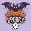Halloweenthemed illustration with bat pumpkins and ghost for spooky fun Royalty Free Stock Photo