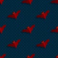 Hallowen pattern of flying bats. Vector seamless background. Ready for printing on textile and other seamless design. Royalty Free Stock Photo