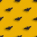 Hallowen pattern of flying bats. Vector seamless background. Ready for printing on textile and other seamless design. Royalty Free Stock Photo