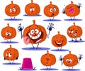 Hallowen Pumpkin Cartoon Stickers Funny Vector Illustration