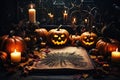 Hallowen Pumpkin Scary Halloween Horror Witch Book Generative AI