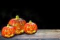 Hallowen pumpkins with shining eyes