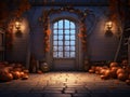 hallowing door background useful for photography kids placement , room for floor, empty in the middle, Royalty Free Stock Photo
