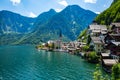 Hallstadt Austria Village Unesco Blue Sky Church Royalty Free Stock Photo