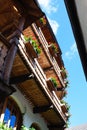 Hallstatt, Austria. Famous mountain village in the Austrian Alps on a warm autumn day. Traditional Austrian wooden houses Royalty Free Stock Photo