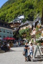 Hallstatt, Austria, September 2019. Famous mountain village in the Austrian Alps on a warm autumn day.