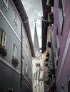 HALLSTATT, AUSTRIA - 06/15/2019: Street view on protestant parish church