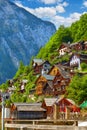 Hallstatt Austria vintage wooden houses Royalty Free Stock Photo