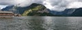 Hallstatt and Hallstater see lake panorama Royalty Free Stock Photo