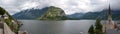 Hallstatt and Hallstater see lake panorama Royalty Free Stock Photo