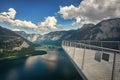 Hallstatt Lake, Hallstater See, top view. Austria. Panorama Royalty Free Stock Photo