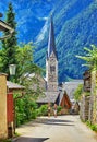 Hallstatt in mountain Alps Austria street ancient