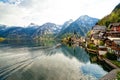 Hallstatt mountain village with Hallstatter Lake in the Austrian Alps Royalty Free Stock Photo