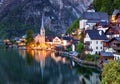 Hallstatt at night, Austria Alps Royalty Free Stock Photo