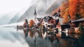 Hallstatt old town and Hallstatter See lake in Upper Austria. Hallstatt is a village in the Salzkammergut region near Salzburg in Royalty Free Stock Photo