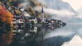 Hallstatt old town and Hallstatter See lake in Upper Austria. Hallstatt is a village in the Salzkammergut region near Salzburg in Royalty Free Stock Photo