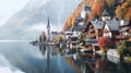 Hallstatt old town and Hallstatter See lake in Upper Austria. Hallstatt is a village in the Salzkammergut region near Salzburg in Royalty Free Stock Photo