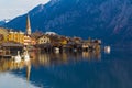 Hallstatt town with traditional wooden houses, Austria, Europe