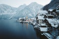 Hallstatt at twilight in winter, Salzkammergut, Austria Royalty Free Stock Photo