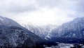 Hallstatt Winter snow mountain landscape hike epic mountains outdoor adventure and lake Royalty Free Stock Photo