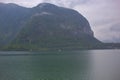 Hallstatter lake near Hallstatt village with cloudy sky in Austrian Alps. Royalty Free Stock Photo