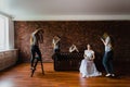 Hallucination of a bride with four photographers Royalty Free Stock Photo