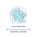 Hallucination, neurology illness soft blue concept icon