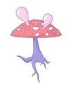 Hallucinogenic fungus fly agaric 2D linear cartoon object