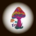 Hallucinogenic mushrooms icon. Magic mushroom vector illustration. Royalty Free Stock Photo