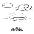 Hallulla food sketch separated on white Royalty Free Stock Photo