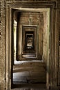 A Hallway at Cambodia's Angkor Thom temple complex Royalty Free Stock Photo
