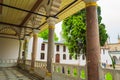 Hallway and courtyard of Topkapi Palace on rainy spring day Istanbul Turkey Royalty Free Stock Photo