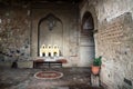 Hallway of Hermano Pedro monestery with plant and arch, Antigua, Guatemala Royalty Free Stock Photo