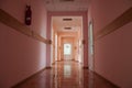 Hallway in a hospital at warm colors