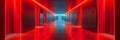A hallway illuminated by red lighting in a dimly lit room Royalty Free Stock Photo