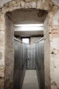 a hallway inside of a basement between the units Royalty Free Stock Photo