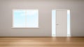 Hallway interior window and door with glass panels Royalty Free Stock Photo