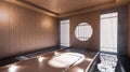 The hallway like Japanese room has a side pool design room is spacious And light in natural tones. 3D rendering