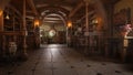 Hallway of a medieval fantasy house for dwarves, halflings or fairies. 3D rendering