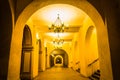 Hallway at night, in Balboa Park Royalty Free Stock Photo