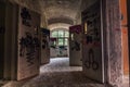 Hallway with open doors from an abandoned mental institution Royalty Free Stock Photo