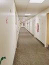 A hallway with paper cut outs