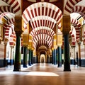 Red and White Striped Ceiling Hallway