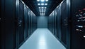 Server room with rows of data servers, data center infrastructure. Information Technology. Royalty Free Stock Photo