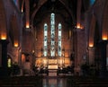 Hallway of the St George\'s Cathedral covered in lights in Perth, Western Australia