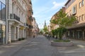 Halmstad, Sweden - August 21, 2022: Kopmansgatan street in Swedish city of Halmstad. This is the famous street in central part of