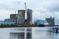 Halmstad, Sweden - August 20, 2022: Halmstad port spans over 45 ha, including 2 ha of storage space. EU has defined this port as